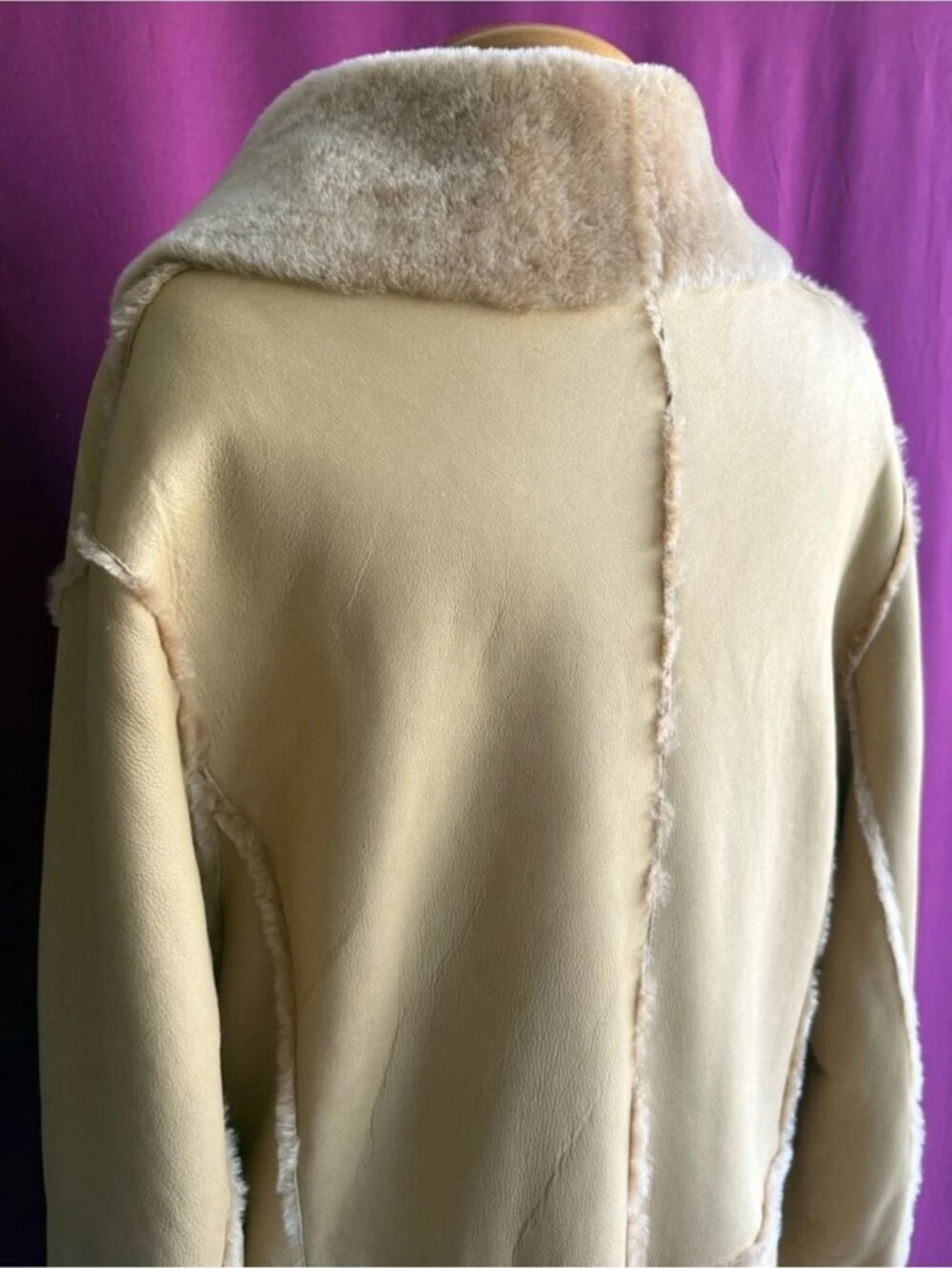 Genuine Shearling Coat Made in Italy Full Length Sheepskin Leather Size 48 - Picture 4 of 10